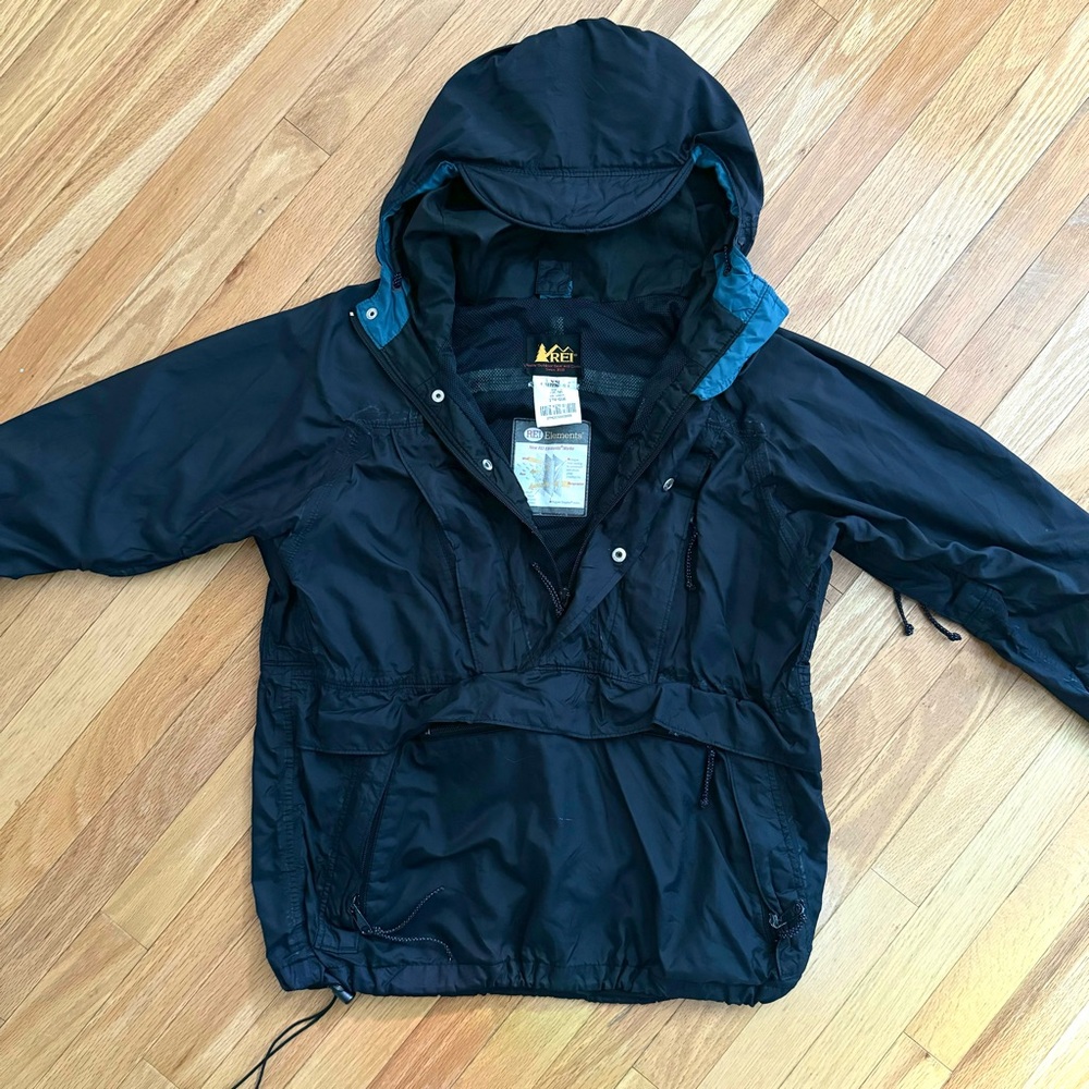 Unisex XS - REI Elements Vintage Rain Wind Jacket Half Zip Anorak Hoodie